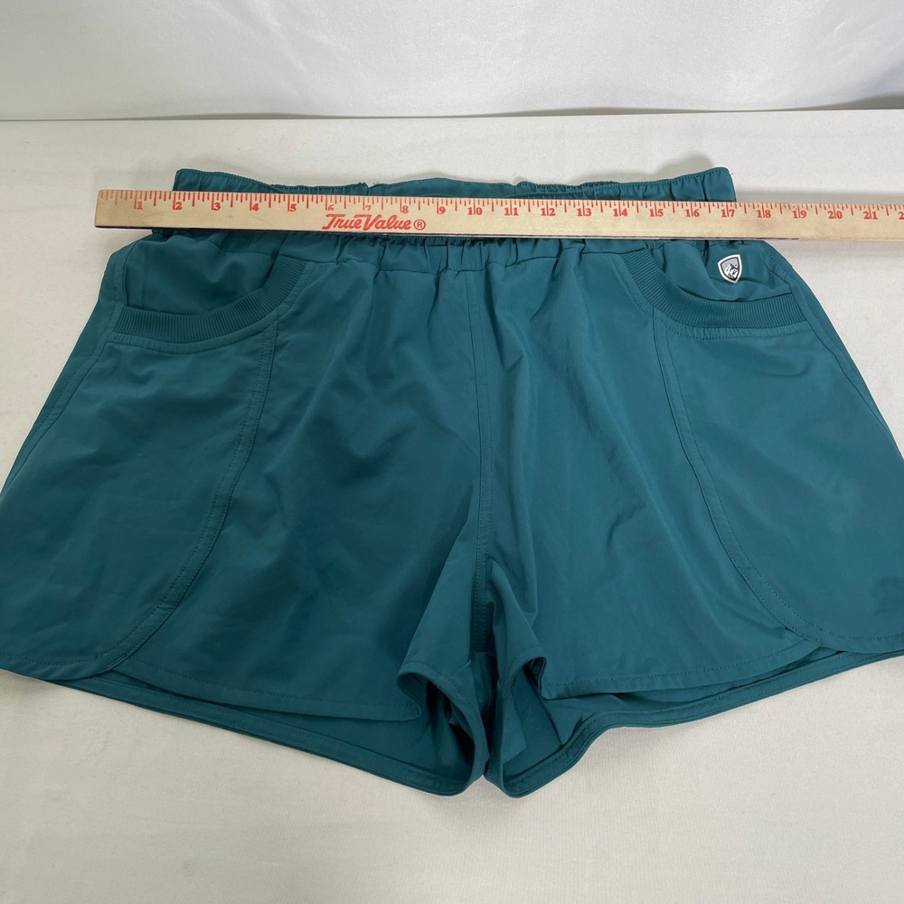Kuhl Freeflex Teal Hiking Elastic Waist Outdoor Lightweight Shorts Women's LARGE - Picture 9 of 10